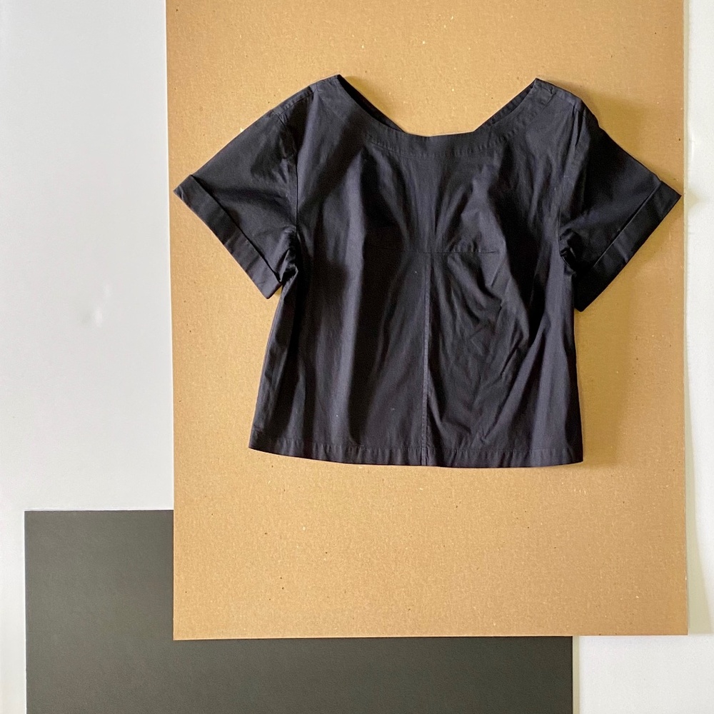 JCrew stretch cotton woven top with zipper detail